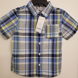 Boys Gymboree 5T Plaid Shirt (blue, white, yellow)